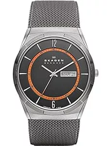 Skagen Uhren Skagen Herrenuhr Melbye Titanium, DreizeigerTagDatum Uhrwerk, 40mm Charcoal Titanium Gehäuse mit einem Edelstahl Mesh Armband, SKW6007