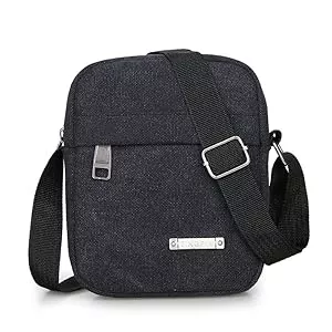 DAWOOWF Taschen & Rucksäcke DAWOOWF Umhängetasche Herren Kleine Tasche,Schultertasche Herren Klein Segeltuch, Starkes, Männerhandtasche Klein,Strapazierfähiges Segeltuch Schultertasche(Schwarz)