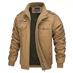 MAGCOMSEN Jacken MAGCOMSEN Übergangsjacke Herren Stehkragen Cargo Jacke Militär Outdoorjacke Winddichte Feldjacke mit Vielen Taschen