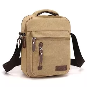 Foino Taschen & Rucksäcke Foino Schultertaschen Herren Handtasche mit Viele Taschen Umhängetasche Große Kapazität Seitentasche Reisetasche Canvas Tablette Schule Büchertasche für Reisen