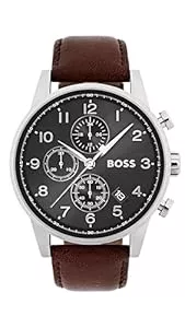 BOSS Uhren BOSS Chronograph Quarz Uhr für Herren mit Braunes Lederarmband - 1513494