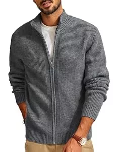 PJ PAUL JONES Strickjacken PJ PAUL JONES Strickjacke Herren Rippenstrick Cardigan Langarm Winterjacke Feinstrick Sweaters mit Stehkragen und Reißverschluss