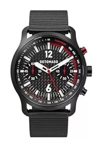 DeTomaso Uhren DeTomaso SORPASSO Chronograph Carbon Black RED Schwarz Rot Herren Armbanduhr Analog Quarz Armband Schwarz