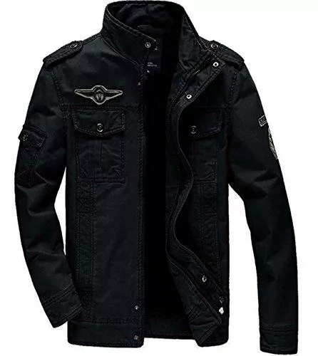 KEFITEVD Jacken KEFITEVD Military Jacke Herren Herbst Winter Übergangsjacke Fleece Gefüttert Fliegerjacke Stehkragen US Army Blouson Männer Pilotenjacke