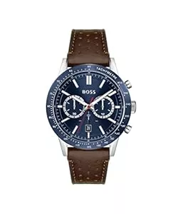 BOSS Uhren BOSS Chronograph Quarz Uhr für Herren mit Braunes Lederarmband - 1513921