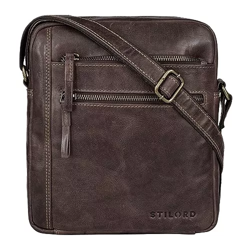 STILORD Taschen & Rucksäcke STILORD 'Garcia' Kleine Umhängetasche Echtleder Braun Vintage Messenger Bag Ledertasche für 9,7 Zoll iPad und 10,1 Zoll Tablet moderne Schultertasche aus Leder