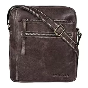 STILORD Taschen & Rucksäcke STILORD 'Garcia' Kleine Umhängetasche Echtleder Braun Vintage Messenger Bag Ledertasche für 9,7 Zoll iPad und 10,1 Zoll Tablet moderne Schultertasche aus Leder