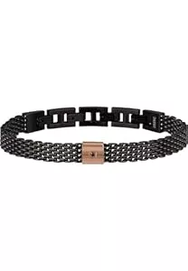 Breil Schmuck Breil Armband BLACK DIAMOND für Herren aus Edelstahl mit Diamant in der Farbe Schwarz, mit Faltverschluss, Länge: 22 cm, TJ2956