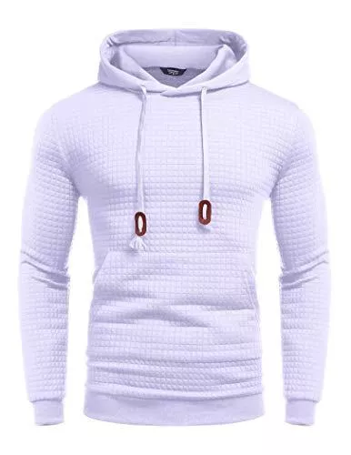 COOFANDY Kapuzenpullover COOFANDY Herren Kapuzenpullover Hipster Gym Langarm Kordelzug Karierten Jacquard Pullover Hoodies