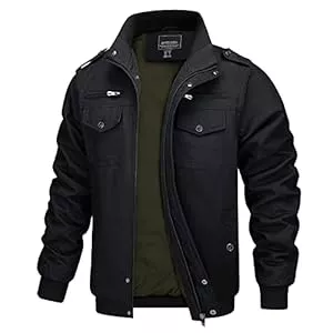 MAGCOMSEN Jacken MAGCOMSEN Übergangsjacke Herren Stehkragen Cargo Jacke Militär Outdoorjacke Winddichte Feldjacke mit Vielen Taschen