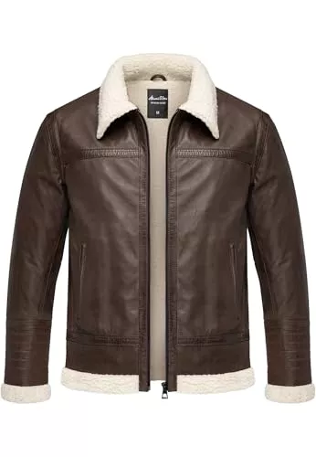 Amaci&Sons Jacken Amaci&Sons Herren Echtleder Jacke gefüllte Fell Lederjacke 9110