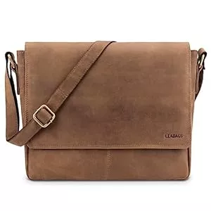 LEABAGS Taschen & Rucksäcke LEABAGS Leder Umhängetasche Herren & Damen I Echtleder Laptoptasche bis 14 Zoll I Messenger Bag mit Schultergurt I Schultertasche I Arbeitstasche I Tragetasche I Handtasche