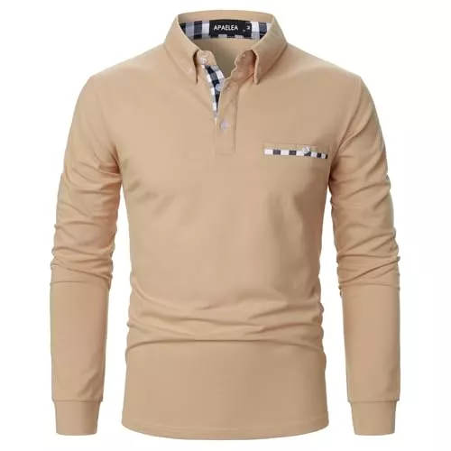 APAELEA Poloshirts APAELEA Poloshirt Herren Langarm Baumwolle Golf T-Shirt Casual Tops