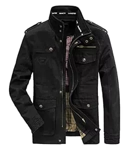 MERCIYD Jacken MERCIYD Herren Übergangsjacke Cargo Jacke Männer Stehkragen Baumwolle Jacke Multi Taschen Armeejacke WinteJacke HerbstJacke Casual Windbreaker