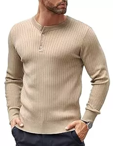 COOFANDY Pullover & Strickmode COOFANDY Pullover Herren Henley Winterpullover mit Knopfleiste Langarmshirts für Herren Strickpullover Langarm Sweater