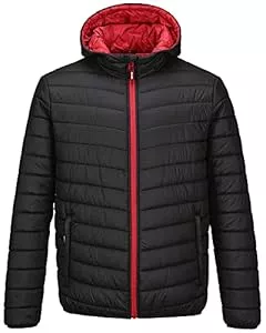 Outdoor Ventures Jacken Outdoor Ventures Herren-Pufferjacke Leichte Wasserdichte Kapuzenjacke Isolierter Puffmantel Verstaubare Winterjacke für Herren mit Taschen Zum Wandern Camping Reisen