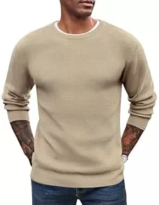 COOFANDY Pullover & Strickmode COOFANDY Herren Pullover Strickpullover mit Rundhals Langarm Waffel Sweatshirt Freizeit Slim fit Feinstrick Winterpullover