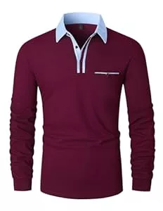 KUNJLELP Poloshirts KUNJLELP Poloshirt Herren Langarm,Baumwolle T Shirts für Männer Casual Slim Fit Golf Tennis Sports Polohemd