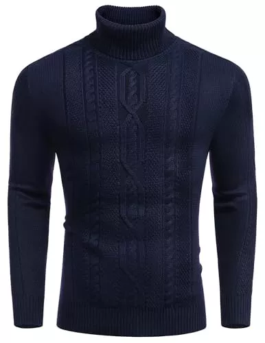 COOFANDY Pullover & Strickmode COOFANDY Herren Rollkragen Pullover Langarm Slim Fit Strickpullover Basic Turtleneckpullover Sweater Zopfmuster