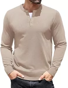 COOFANDY Pullover & Strickmode COOFANDY Herren Henley Pullover Feinstrick Langarm Casual Strickpullover Knopfleiste Business Sweater Shirt Männer Pulli mit Knöpfe