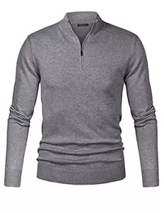 Sykooria Pullover & Strickmode Sykooria Pullover Herren Stehkragen 1/4 Half Zip V Ausschnitt Arbeitspullover Baumwolle Rollkragenpullover Stretch Winterpullover Herbst Winter Langarm Poloshirt Sweater