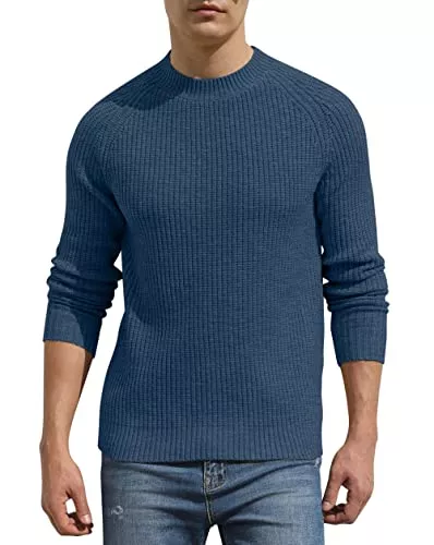 Hisir Pullover & Strickmode Hisir Pullover Herren Strickpullover Männer Bequem Langarmshirt Feinstrick Warmer Winter Pullover Pulli mit Rundhalsausschnitt für Männer