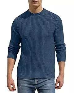 Hisir Pullover & Strickmode Hisir Pullover Herren Strickpullover Männer Bequem Langarmshirt Feinstrick Warmer Winter Pullover Pulli mit Rundhalsausschnitt für Männer