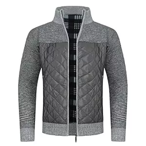 YOUTHUP Strickjacken YOUTHUP Herren Strickjacke mit Stehkragen Warme Übergangsjacke Winterjacke Outdoor