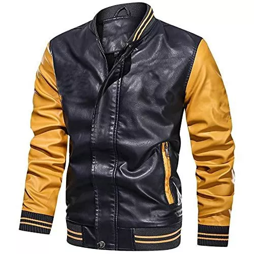 Briskorry Jacken Briskorry Lederjacke Herren mit Kapuze Kunstleder Motorradjacke Gepolsterte Fleece-Futter Winter Mäntel Warme Winddichte PU Übergangsjacke Reißverschluss Bomberjacke Cargojacke Freizeitjacke