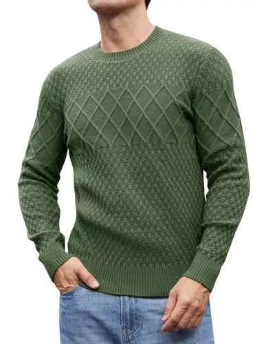 GRACE KARIN Pullover & Strickmode GRACE KARIN Herren Winter Grob Zopfmuster Pullover Rundhals Langarm Pullover