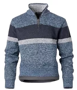 Harbrosrce Pullover & Strickmode Harbrosrce Herren 1/4 Zip Strickpullover Langarm Stehkragen Winterpulli Pullover Fleece Gefüttert Arbeitspullover Farbverlauf Sweatshirt mit Reißverschluss