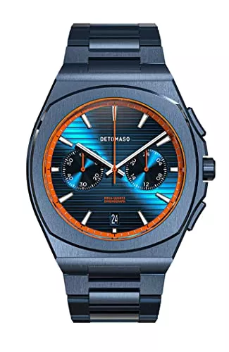 DeTomaso Uhren DeTomaso VOLTRE Chrono First Edition Blue ORANGE Blau Herren-Armbanduhr Analog Quarz Edelstahl Blau
