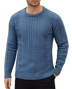 COOFANDY Pullover & Strickmode COOFANDY Herren Pullover mit Rundhalsausschnitt Männer Strickpullover Zopfmuster Pullover Winterpullover Herren Rundhals Langarm Pullover